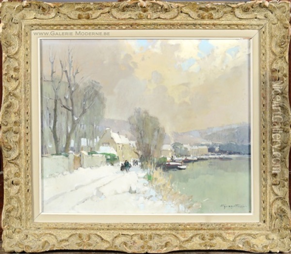 Neige A Bougival Oil Painting - Georges Charles Robin