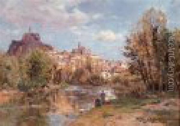 Le Village Du Puy En Valay Oil Painting - Edmond Marie Petitjean
