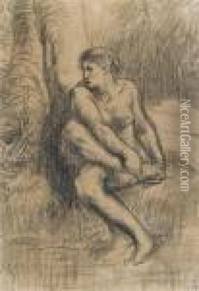 Seated Nude Oil Painting - Jean-Francois Millet