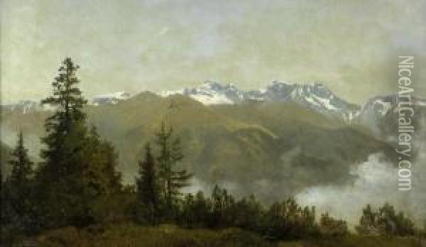 Landschaft Im Hochgebirge Oil Painting - Carl Roux