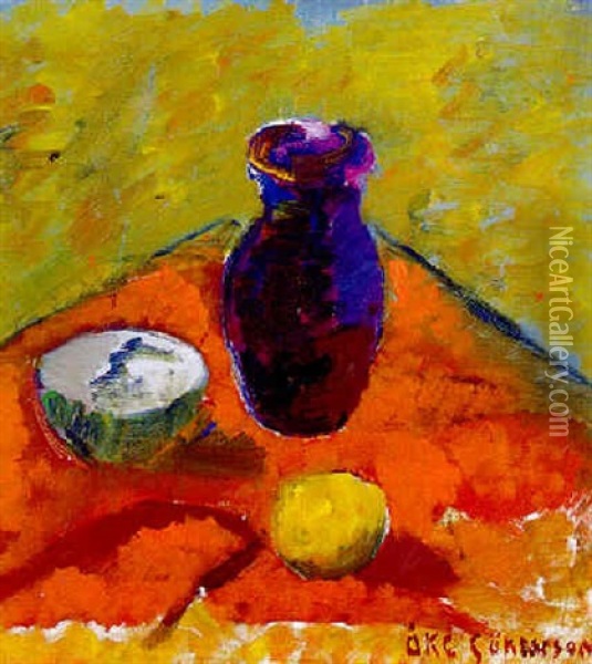 Stilleben Med Citron Oil Painting - Ake Goeransson