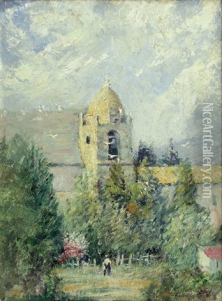 Distant Cathedral Oil Painting - Hobart B. Jacobs