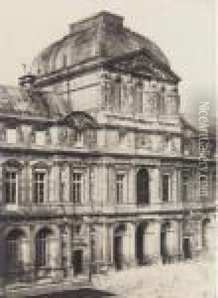 Pavillon De L'horloge Au Louvre Des Monuments De Paris Oil Painting - Fr. Alphonse Fortier
