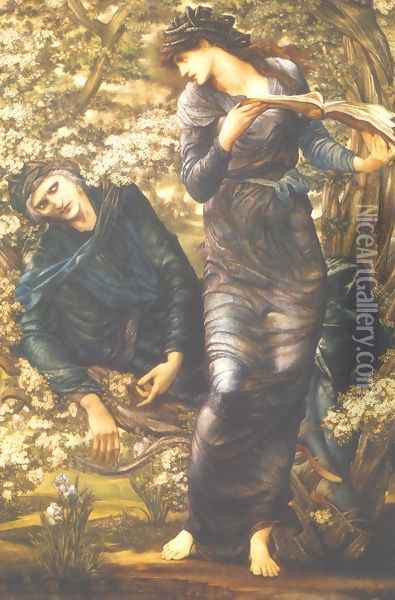 Beguiling of Merlin Oil Painting - Sir Edward Coley Burne-Jones