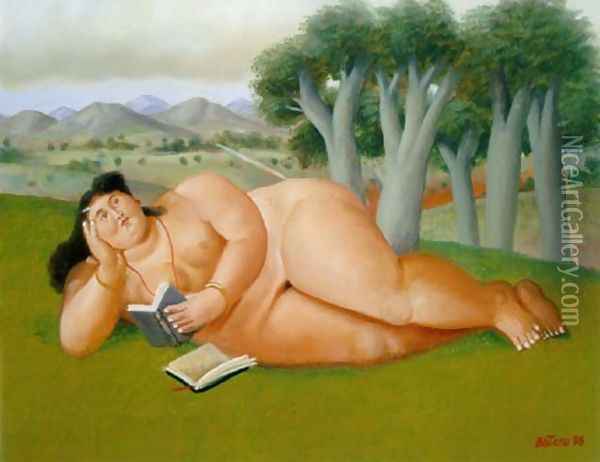 Woman Reading Mujer Leyendo Oil Painting - Fernando Botero