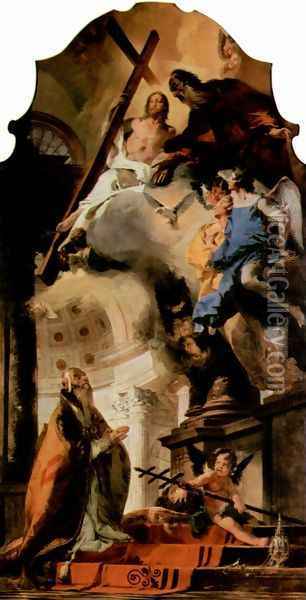 The Pope Clement I pray to the Holy Trinity Oil Painting - Giovanni Battista Tiepolo