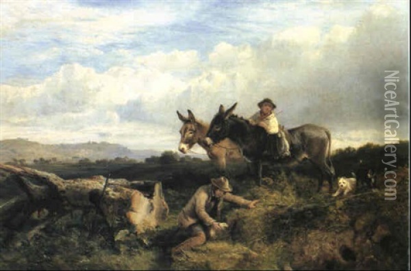 Ferreting In Surrey Oil Painting - George Vicat Cole