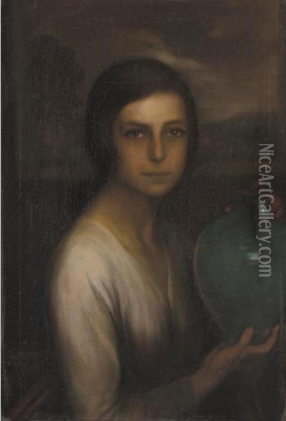 La Nina De Cordoba (the Girl From Cordoba) Oil Painting - Julio Romero De Torres