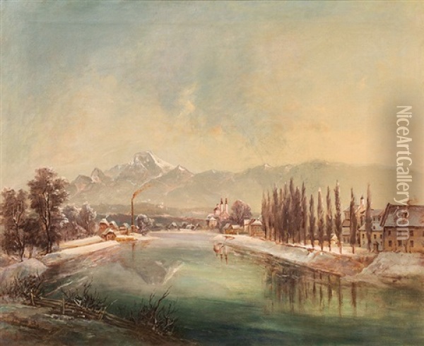 View Of Villach With The Mittagskogel In The Background Oil Painting - Jakob Canciani