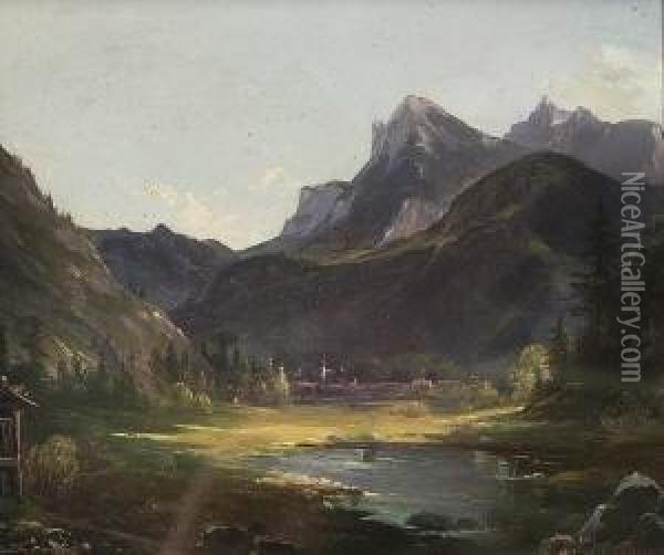 Gebirgssee. Oil Painting - Franz II Steinfeld