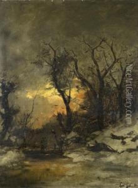 Winterlandschaft Mit Jagern Oil Painting - Karl Heinrich Schultze