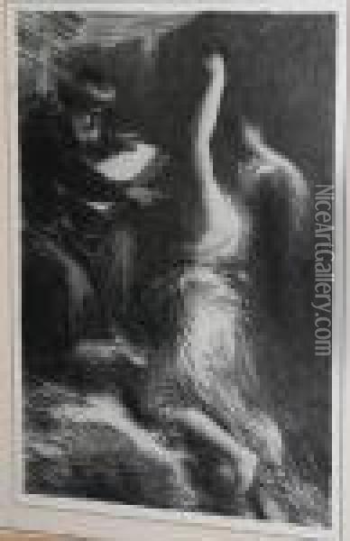 Figure With A Book Judging A Woman Oil Painting - Ignace Henri Jean Fantin-Latour