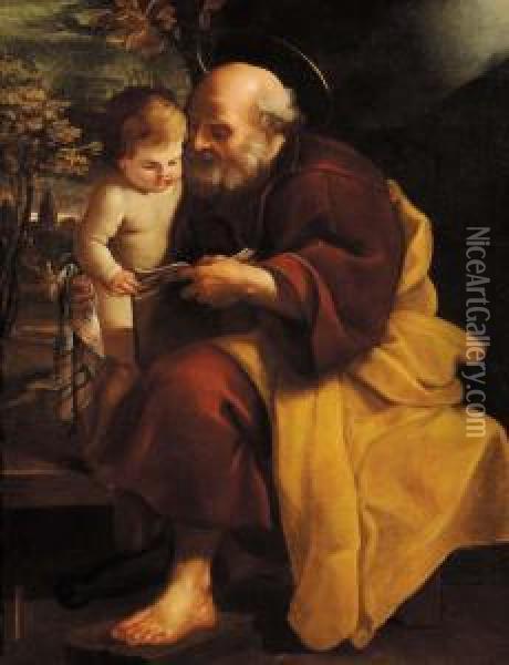 San Giuseppe Con Bambin Gesu' Oil Painting - Emilio Savonanzi