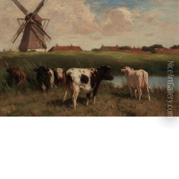 The Old Mill At Bussum, Holland Oil Painting - William Henry Howe