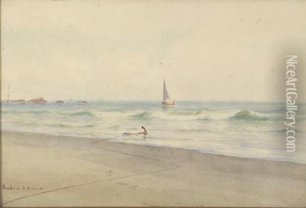 Coastal Scene Withskiff Oil Painting - Hendricks A. Hallett