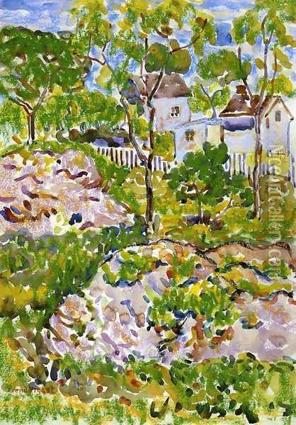 Farmhouse In New England Oil Painting - Maurice Brazil Prendergast