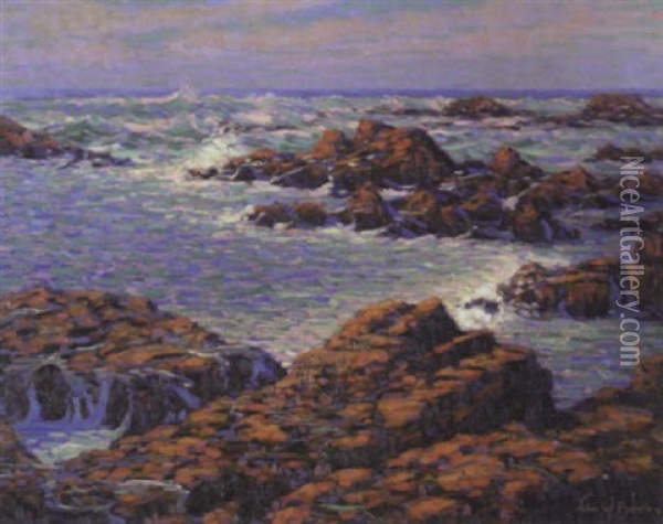 A Carmel Seascape Oil Painting - John William Bentley