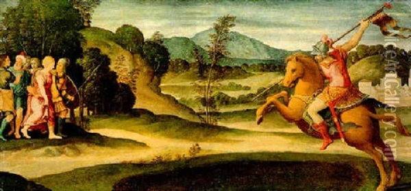 Heldentat Des Marcus Curtius Oil Painting - Bonifazio de Pitati