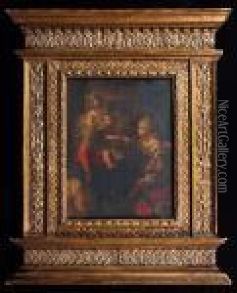 The Mystic Marriage Of St. Catherine Oil Painting - Girolamo Francesco Maria Mazzola (Parmigianino)