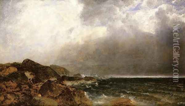 Point of Rocks, Newport Oil Painting - John Frederick Kensett
