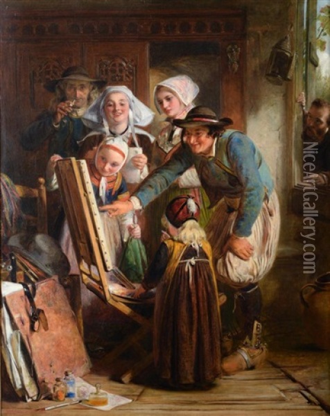 Art Critics In Brittany Oil Painting - Abraham Solomon