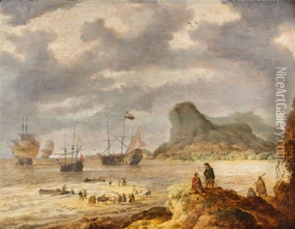 Paysage De Mer Avec Des Promeneurs Et Des Vaisseaux Oil Painting - Bonaventura Peeters the Elder