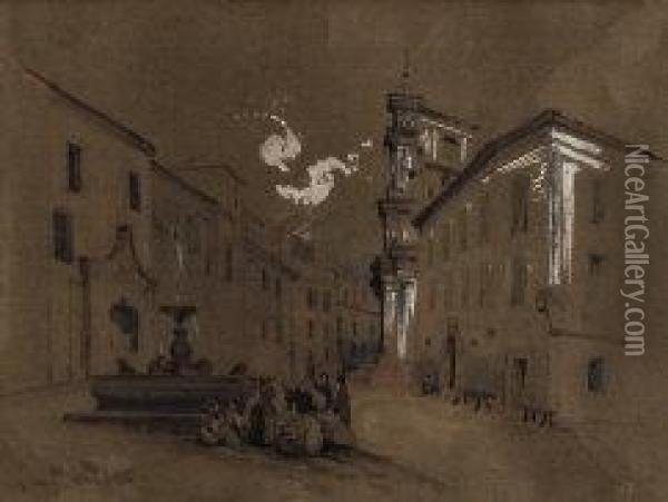 La Fontana Di Piedimonte 1859 Oil Painting - Giacinto Gigante