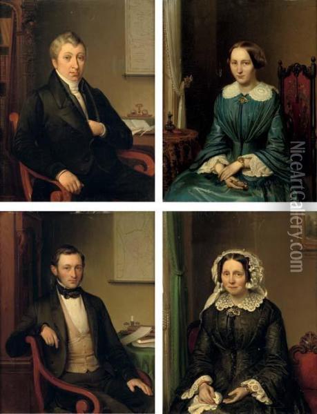 Members Of The Van Ittersum Family Oil Painting - Wilhelmus Cornelis Chimaer Van Oudendorp