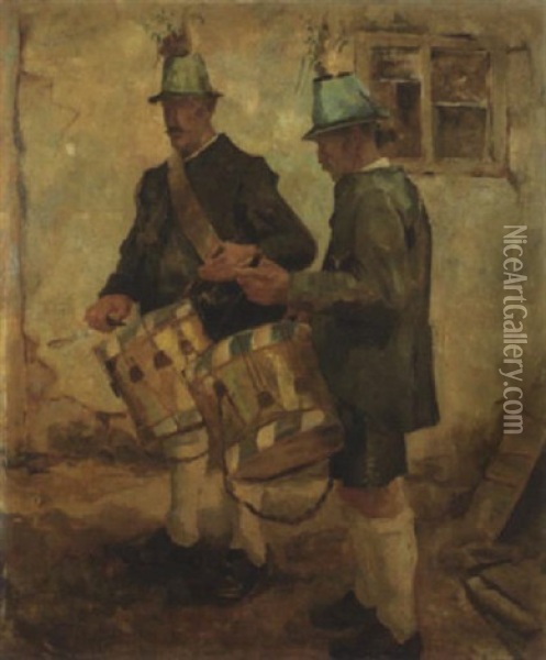 Zwei Tolzer Trommler Oil Painting - Karl Mons