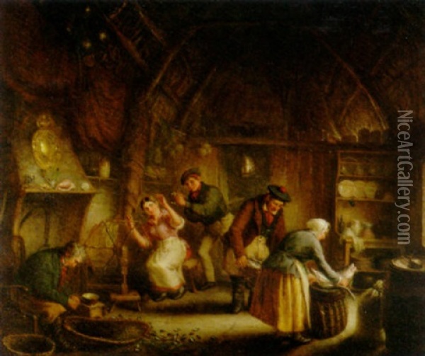 A Cottage Interior Oil Painting - William Shiels