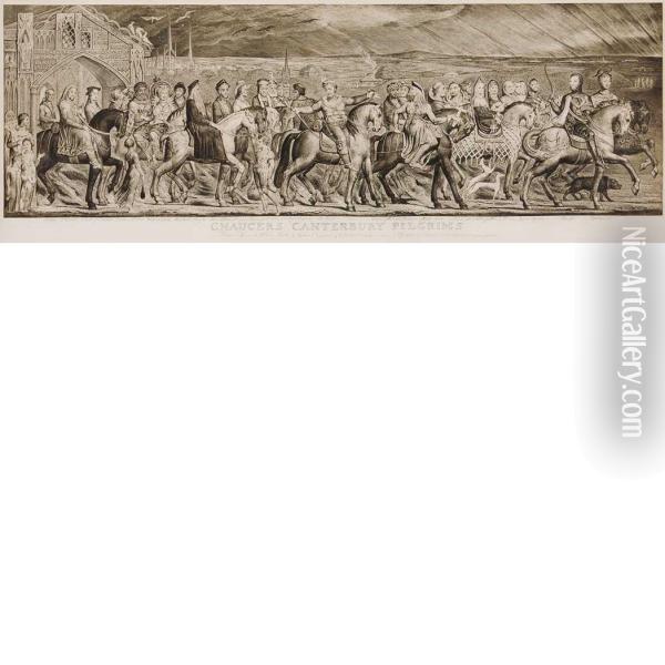 Chaucer's Canterbury Pilgrims Oil Painting - William Blake