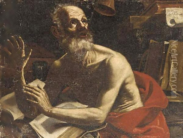 Saint Jerome in his study Oil Painting - Jusepe de Ribera