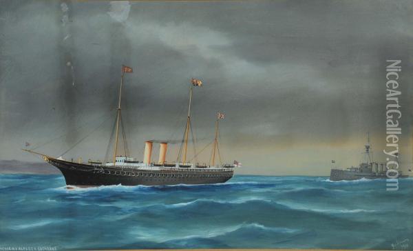 Ritrattodello Royal Yacht Victoria And Albert Oil Painting - Antonio de Simone