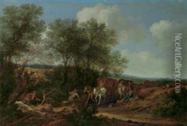Brigands Attacking A Caravan Oil Painting - Pieter De Molijn