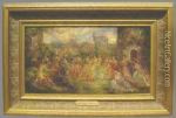 Ladies Of The Court Oil Painting - Adolphe Joseph Th. Monticelli