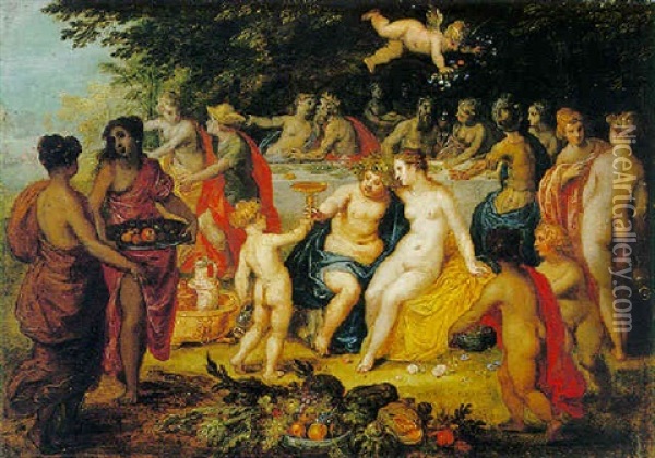 The Wedding Banquet Of Bacchus And Ariadne Oil Painting - Hendrik van Balen the Elder