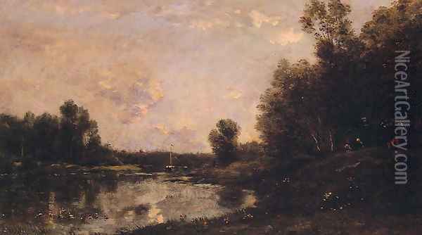 A June Day Oil Painting - Charles-Francois Daubigny