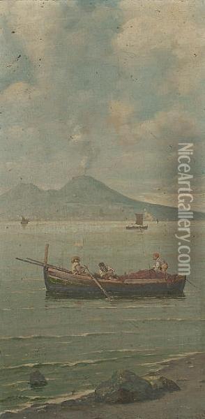 Rowing Before Vesuvius Oil Painting - Vittorio Capessiero