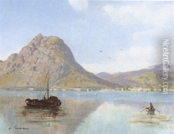 Vue Du Lac De Lugano Oil Painting - Gustave Mascart