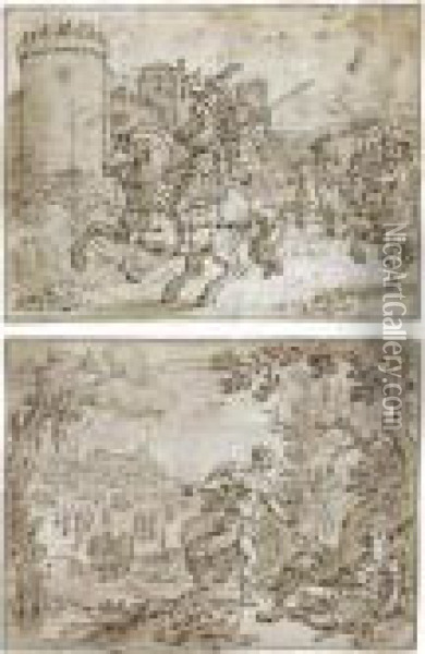 Four Scenes From Virgil's Aeneid Oil Painting - Sebastien Vrancx