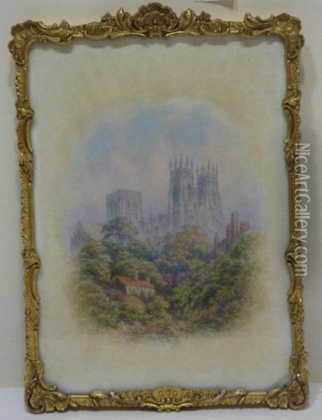 York Minster Through The Trees Oil Painting - George Fall