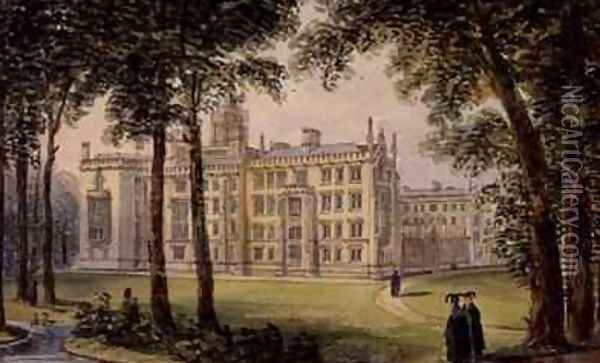 West Front of the New Building of St Johns College Cambridge Oil Painting - Richard Bankes Harraden