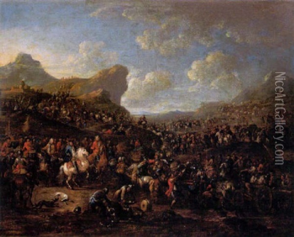 Landscape With A General Inspecting His Troops Oil Painting - Jan Frans van Bredael the Elder