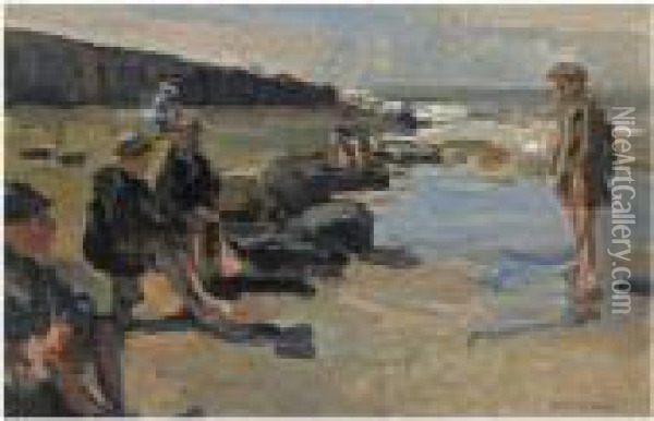 Boys At The Pier, Scheveningen Oil Painting - Isaac Israels