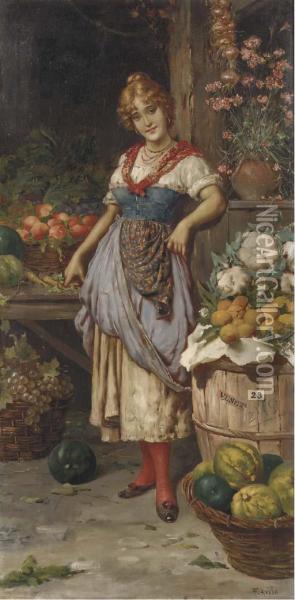 The Venetian Vegetable Seller Oil Painting - F. Avilo