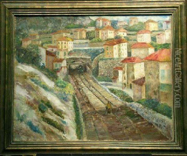 Railroad, Menton Oil Painting - Joseph Biel