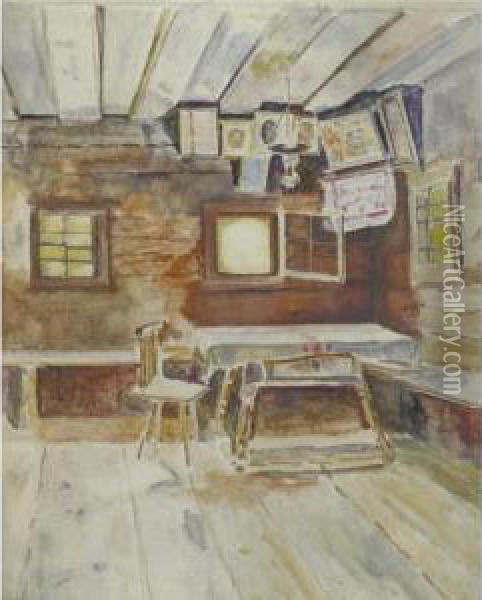 Study Of An Interior Oil Painting - Isidor Kaufmann