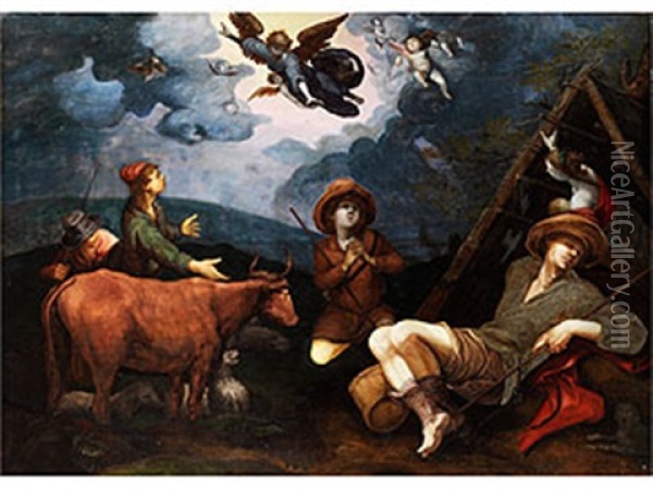 Erweckung Der Hirten Nach Bethlehem Oil Painting - Abraham Bloemaert