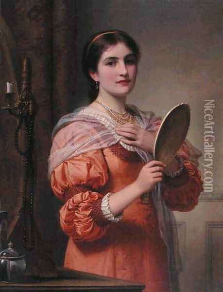 A Fair Reflection Oil Painting - Charles E. Perugini