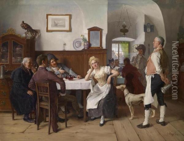 In The Tavern Oil Painting - Kinzel Jozef